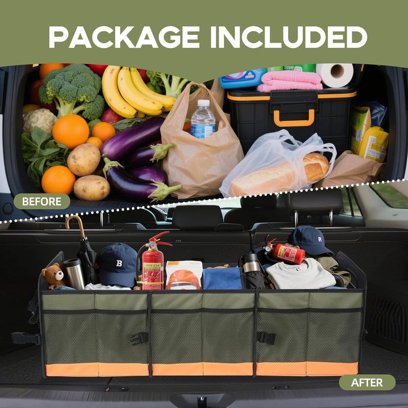 AOPHY Trunk Organizer for Suv, Sturdy Storage Organization with Non-Slip Bottom Strips, 95L Large Capacity Cargo Organizer for Car, Truck, Sedan, Waterproof Portable Car Organizers for Women Men(Green) - Image 4